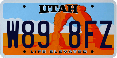 UT license plate W898FZ