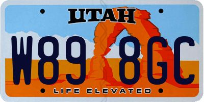 UT license plate W898GC