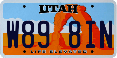 UT license plate W898IN