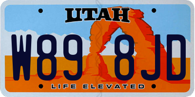 UT license plate W898JD