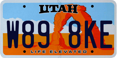 UT license plate W898KE