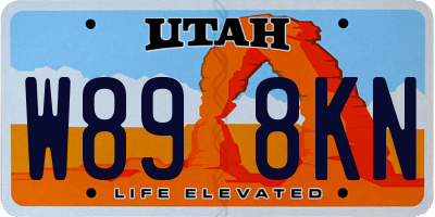 UT license plate W898KN