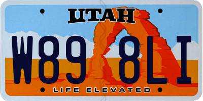 UT license plate W898LI