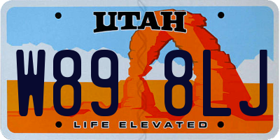 UT license plate W898LJ
