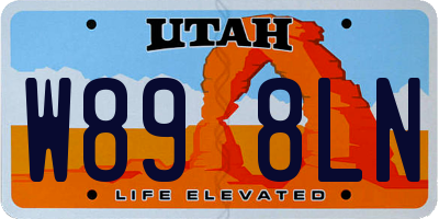 UT license plate W898LN