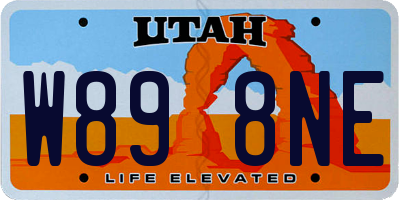 UT license plate W898NE