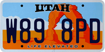 UT license plate W898PD