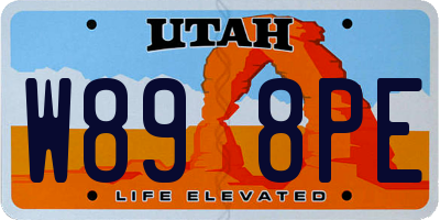 UT license plate W898PE