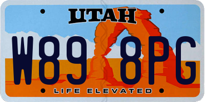 UT license plate W898PG