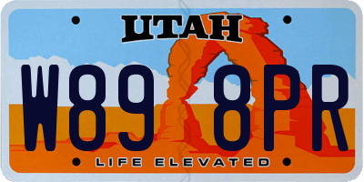 UT license plate W898PR
