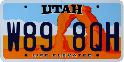 UT license plate W898QH