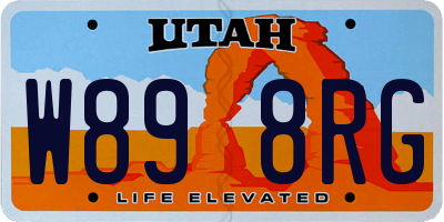 UT license plate W898RG