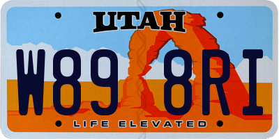 UT license plate W898RI