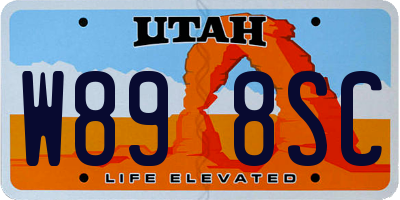 UT license plate W898SC