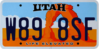 UT license plate W898SF