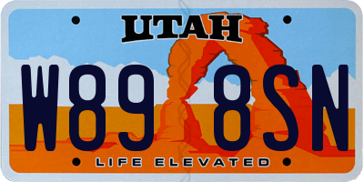 UT license plate W898SN
