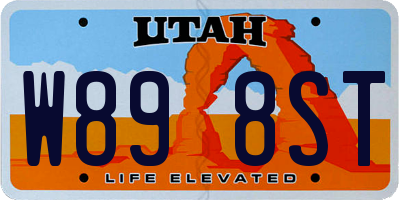 UT license plate W898ST