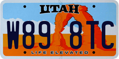 UT license plate W898TC