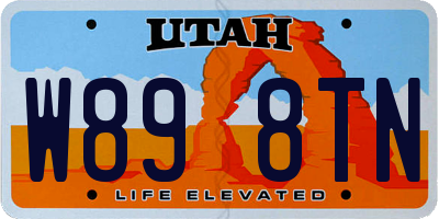 UT license plate W898TN