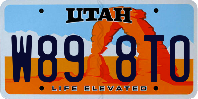 UT license plate W898TO