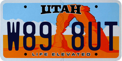 UT license plate W898UT