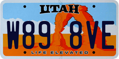 UT license plate W898VE