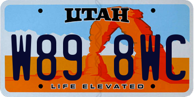 UT license plate W898WC