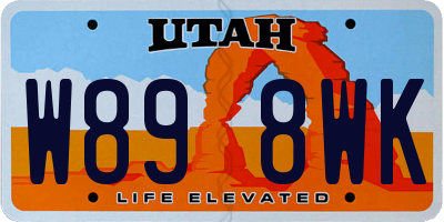 UT license plate W898WK