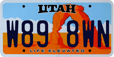 UT license plate W898WN