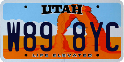 UT license plate W898YC