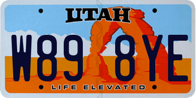 UT license plate W898YE