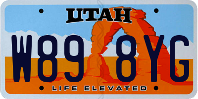 UT license plate W898YG