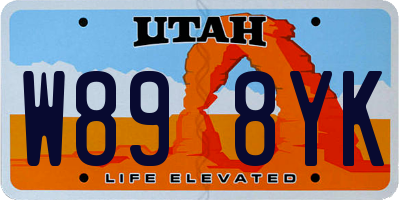 UT license plate W898YK