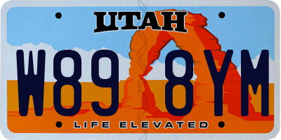 UT license plate W898YM
