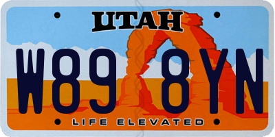 UT license plate W898YN