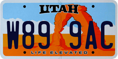 UT license plate W899AC