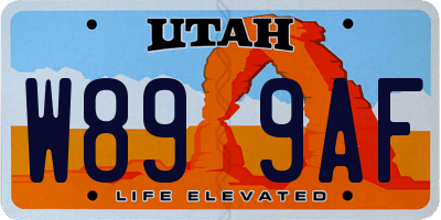 UT license plate W899AF