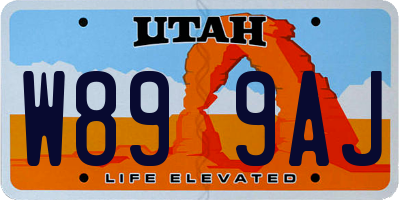 UT license plate W899AJ