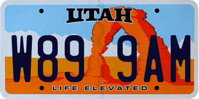 UT license plate W899AM