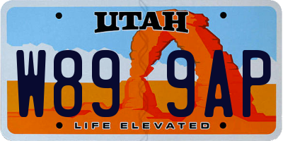 UT license plate W899AP