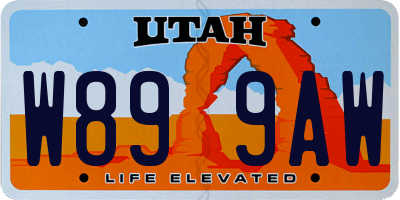 UT license plate W899AW