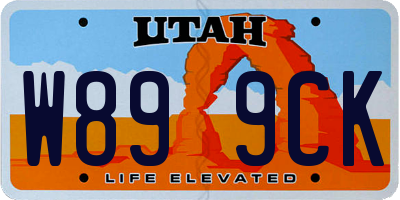 UT license plate W899CK