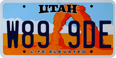 UT license plate W899DE