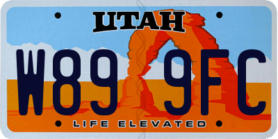 UT license plate W899FC