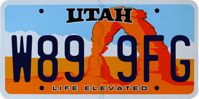 UT license plate W899FG