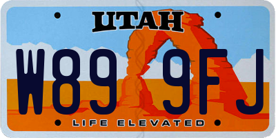 UT license plate W899FJ