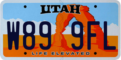UT license plate W899FL