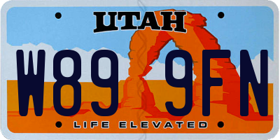 UT license plate W899FN