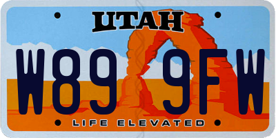 UT license plate W899FW