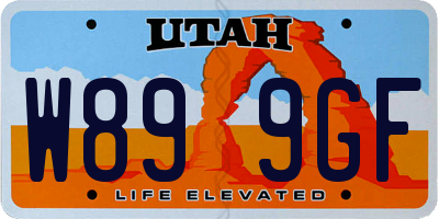 UT license plate W899GF